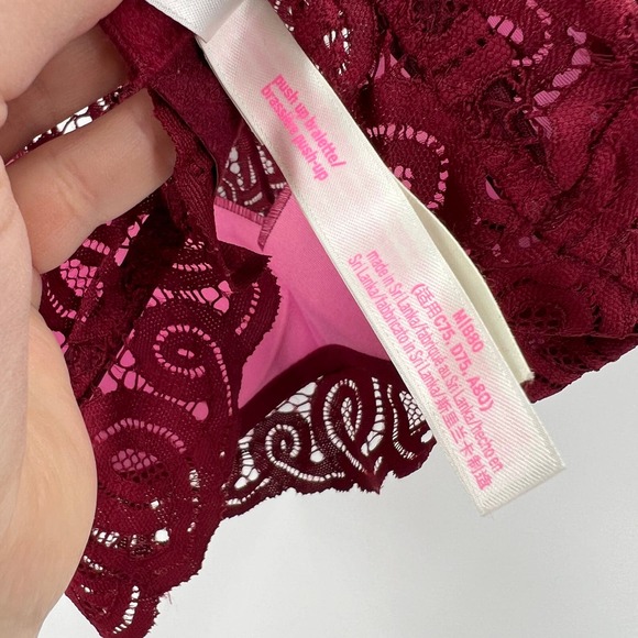 Victoria's Secret PINK Racerback Lace Lined Push Up Bra Bralette Comfort Medium - Picture 5 of 9